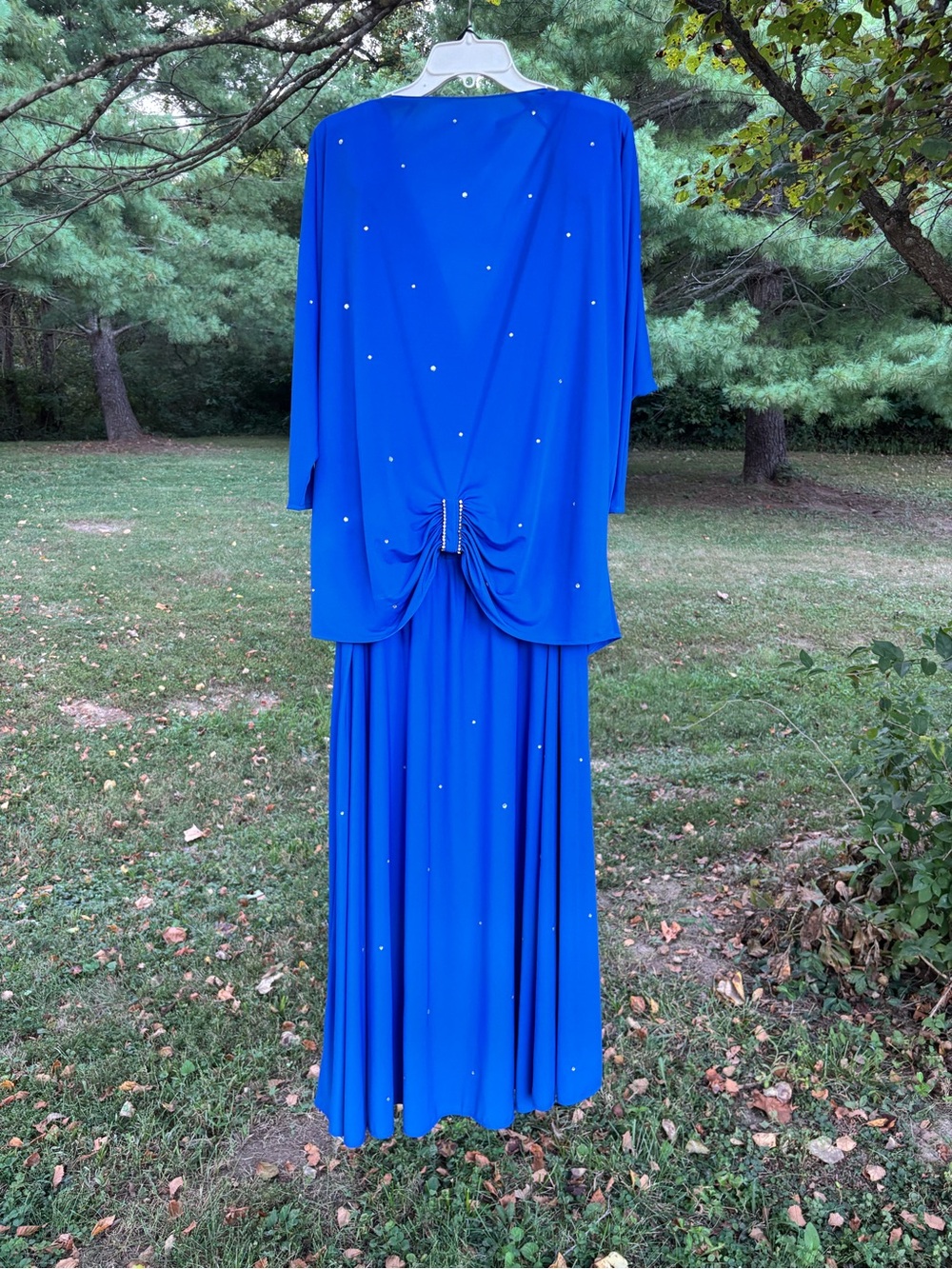 Vibrant Royal Blue Evening Skirt Set with Rhinestone Accents